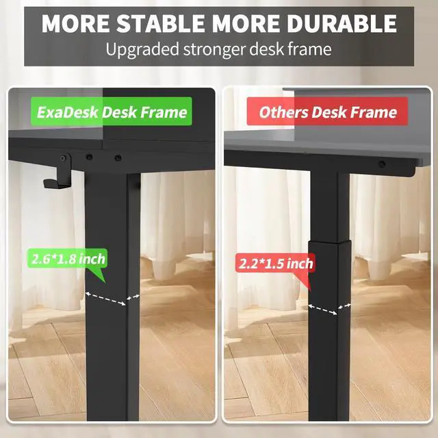 Alt view image 5 of 7 - 63 x 30 Inch Electric Standing Desk with 2 Drawers, Adjustable Height Widened Stand Up Desk with Storage, Sit to Stand Ergonomic Workstation for Home Office, Classic Black