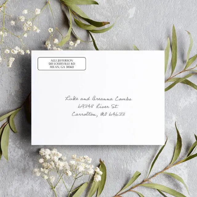 Alt view image 4 of 6 - Clear Outline Rolled Address Labels / 500 Personalized Return Address Labels/Designer Address Stickers in Elegant Plastic Dispenser