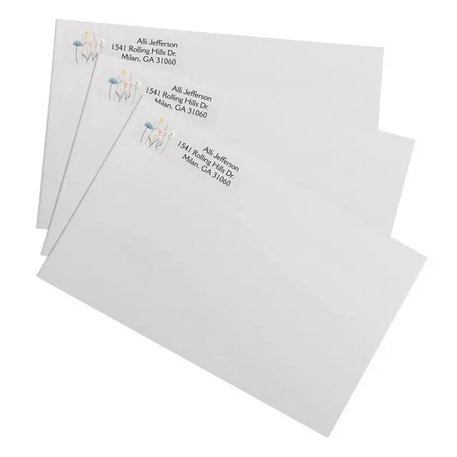Alt view image 4 of 6 - Clear Wildflower Rolled Address Labels / 500 Personalized Return Address Labels/Designer Address Stickers in Elegant Plastic Dispenser