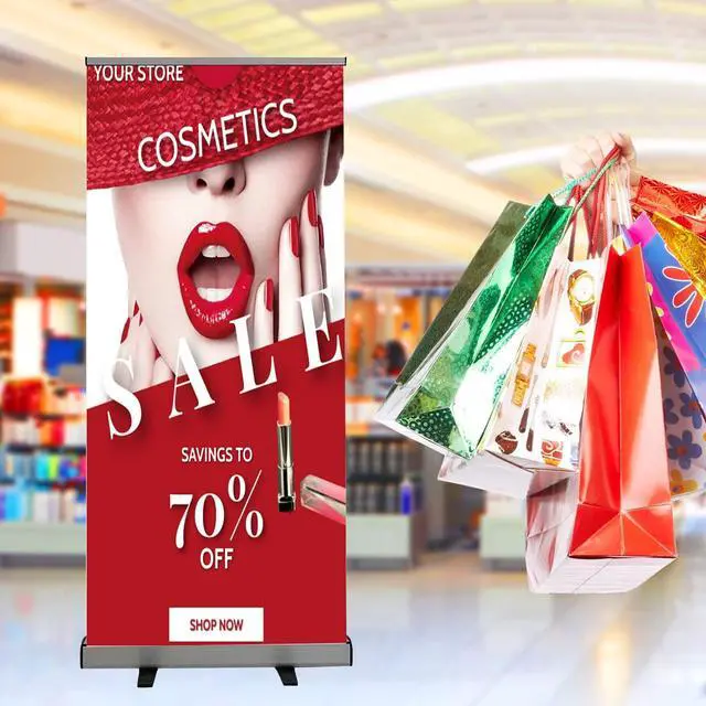 Alt view image 3 of 6 - Retractable Roll up Banner Stand 33.5''x 81'' ized Banner with Stand Conference Advertising Display Trade Show Stand with Padded Canvas Bag and Box Event Promotion Sign (A Whole Set)