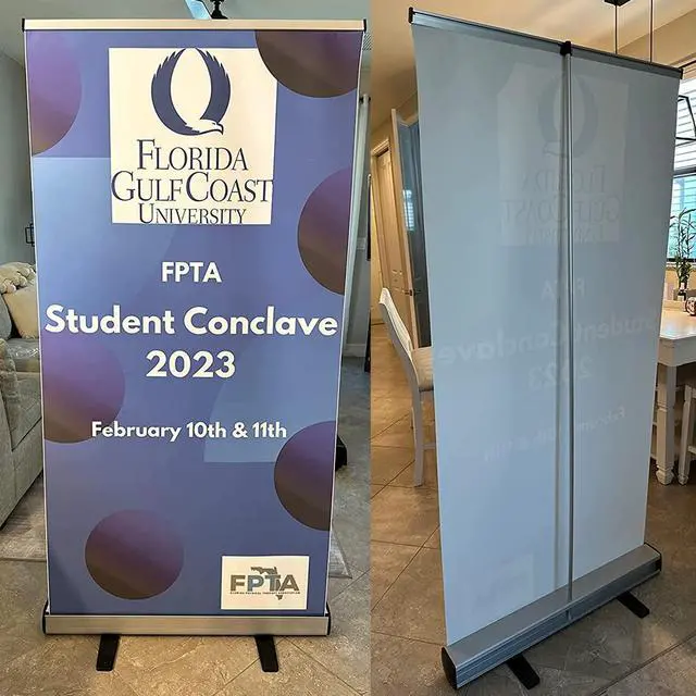Alt view image 5 of 6 - Retractable Roll up Banner Stand 33.5''x 81'' ized Banner with Stand Conference Advertising Display Trade Show Stand with Padded Canvas Bag and Box Event Promotion Sign (A Whole Set)