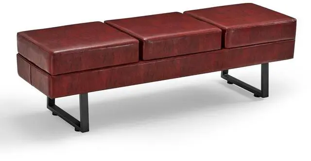 Main image of Waiting Room Chairs, Heavy Duty Office Guest Reception Bench, Faux Leather Upholstered Lobby Chairs for Salon, Conference Room 7008 (Burgundy)
