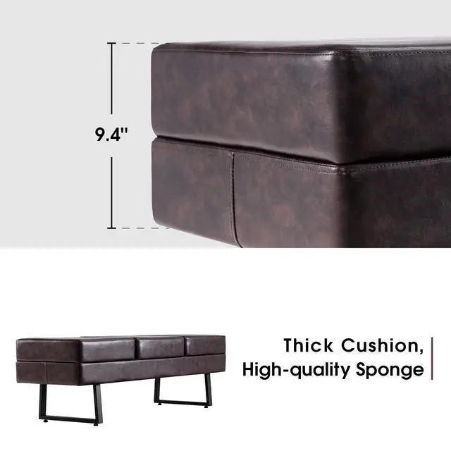 Alt view image 3 of 6 - Waiting Room Chairs, Heavy Duty Office Guest Reception Bench, Faux Leather Upholstered Lobby Chairs for Salon, Conference Room 7008 (Brown)