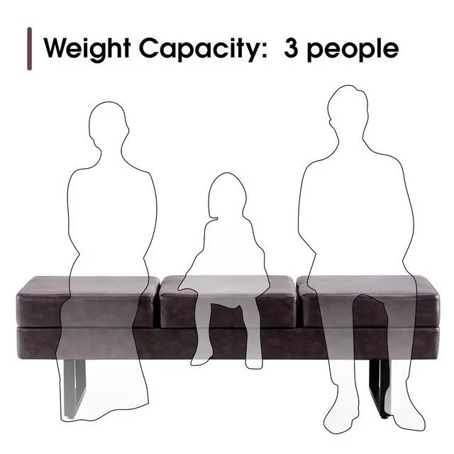Alt view image 4 of 6 - Waiting Room Chairs, Heavy Duty Office Guest Reception Bench, Faux Leather Upholstered Lobby Chairs for Salon, Conference Room 7008 (Brown)