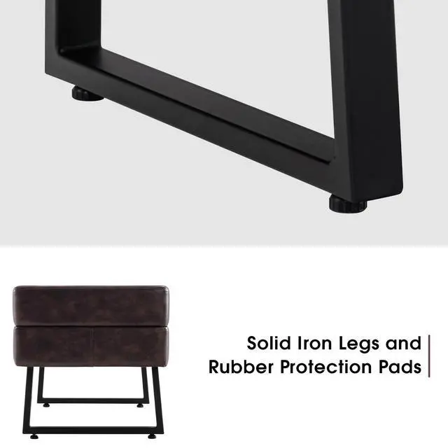 Alt view image 6 of 6 - Waiting Room Chairs, Heavy Duty Office Guest Reception Bench, Faux Leather Upholstered Lobby Chairs for Salon, Conference Room 7008 (Brown)
