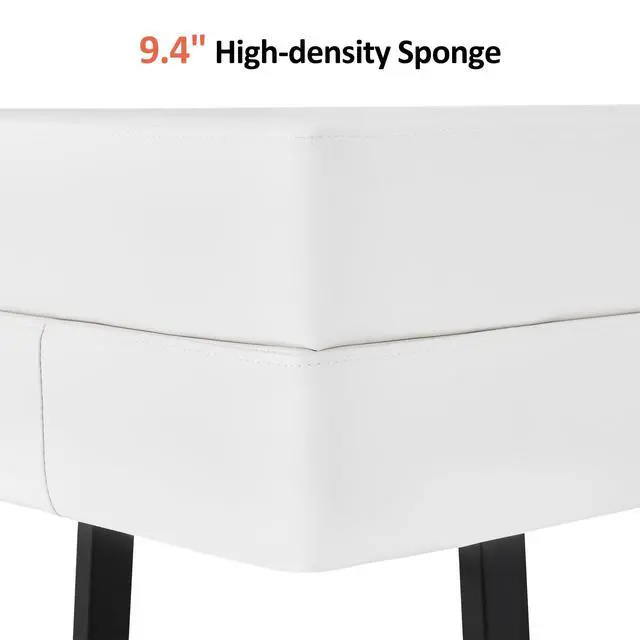 Alt view image 6 of 7 - Faux Leather Steel Frame Waiting Room Reception Bench for Office Lobby Conference Room, White 7008 by