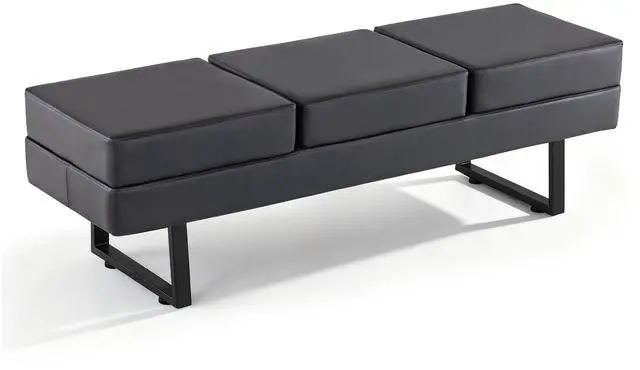 Main image of Waiting Room Chairs, Heavy Duty Office Guest Reception Bench, Faux Leather Upholstered Lobby Chairs for Salon, Conference Room 7008 (Dark Grey)
