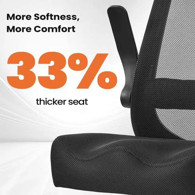 Alt view image 5 of 7 - Drafting Chair for Standing Desks, 500LBS Capacity Tall Office Chair with Adjustable Height, Foot Ring, Flip-Up Armrests, Thick Curved Seat for Home Office, Drawing, and Creative Work