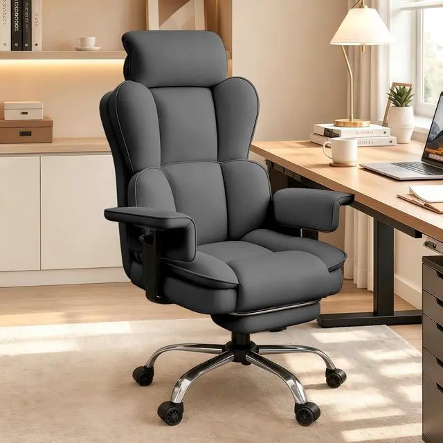 Main image of Big and Tall Office Chair, Heavy Duty Executive Office Desk Chair Adjustable Armrests and Footrest, PU Leather Computer Chair for Work Office Home
