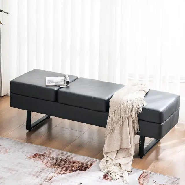Alt view image 6 of 7 - Waiting Room Chairs, Heavy Duty Office Guest Reception Bench, Faux Leather Upholstered Lobby Chairs for Salon, Conference Room 7008 (Dark Grey)