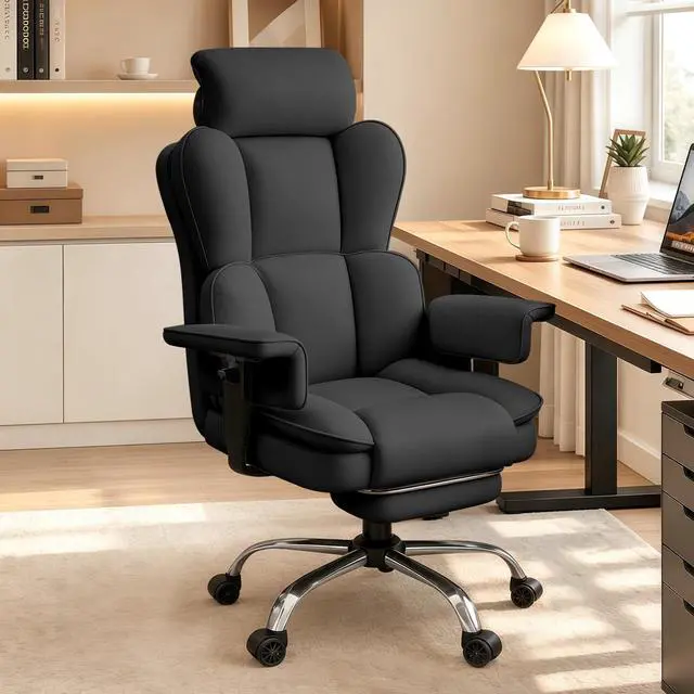 Main image of Big and Tall Office Chair, Heavy Duty Executive Office Desk Chair Adjustable Armrests and Footrest, PU Leather Computer Chair for Work Office Home