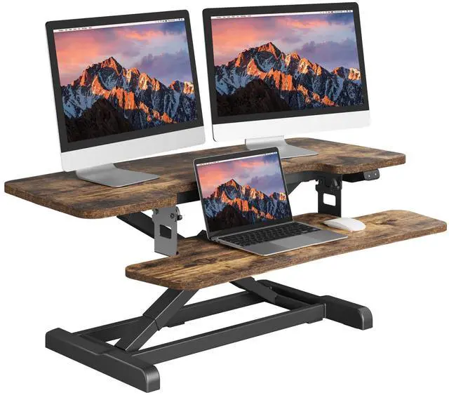 Main image of Standing Desk Converter with Electric Motor 40" Height Adjustable Riser for Office Home,Dual Monitor and Laptop Workstation with Large Keyboard Tray, Rustic Color