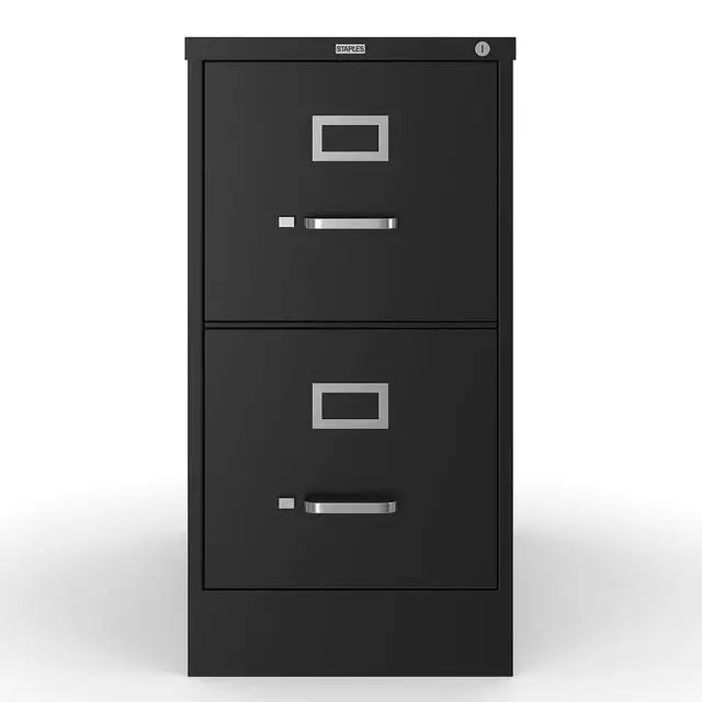 Alt view image 4 of 7 - 2-Drawer Vertical File Cabinet, Letter Size Documents, Lockable, 24.4" D x 14.9" W x 27.95" H, Black | 24.4in D x 14.9in W x 27.95in H. Secure storage for letter-size documents