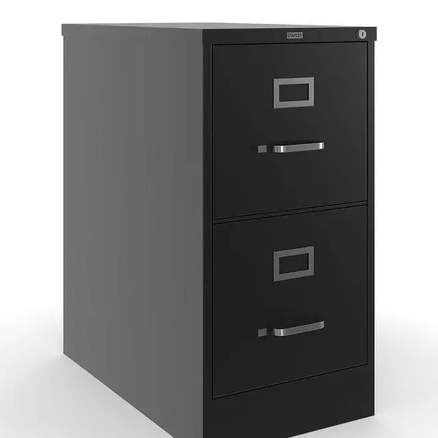 Alt view image 5 of 7 - 2-Drawer Vertical File Cabinet, Letter Size Documents, Lockable, 24.4" D x 14.9" W x 27.95" H, Black | 24.4in D x 14.9in W x 27.95in H. Secure storage for letter-size documents