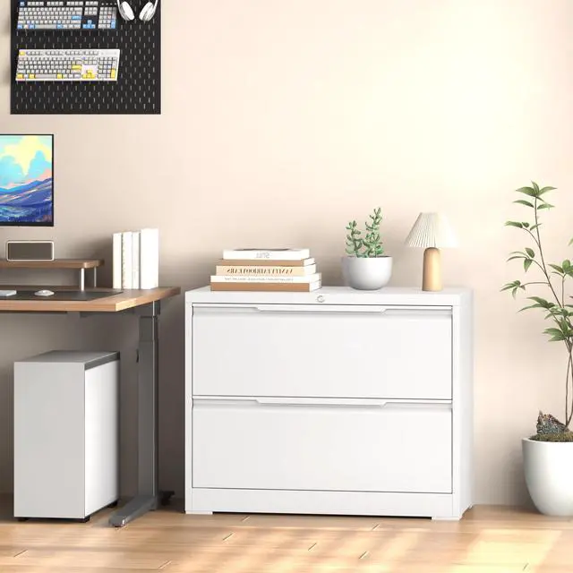 Alt view image 2 of 7 - Metal File Cabinet with Lock, 2 Drawer File Lateral Cabinet | Lockable Lateral Filing Cabinet for A4/F4/Lagel/Letter Assembly Required