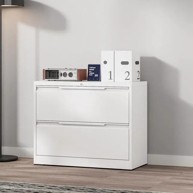 Alt view image 7 of 7 - Metal File Cabinet with Lock, 2 Drawer File Lateral Cabinet | Lockable Lateral Filing Cabinet for A4/F4/Lagel/Letter Assembly Required