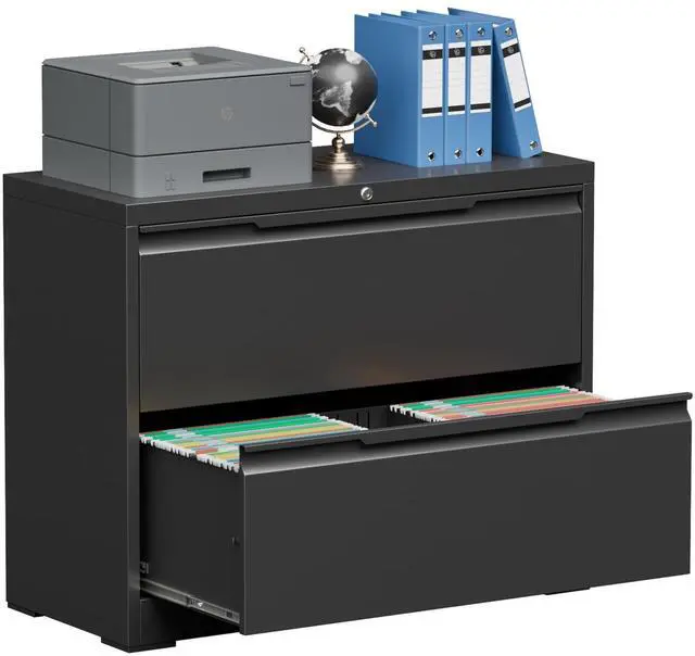 Main image of Metal File Cabinet with Lock, 2 Drawer File Lateral Cabinet | Lockable Lateral Filing Cabinet for A4/F4/Lagel/Letter Assembly Required
