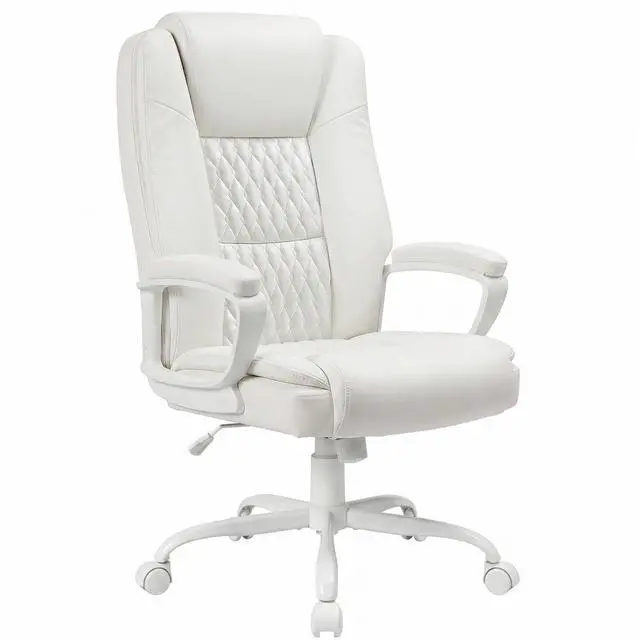 Main image of Home Office Executive Desk Chair, High Back PU Leather Chair, Height Adjustable Swivel Computer Chair with Padded Armrest (White)
