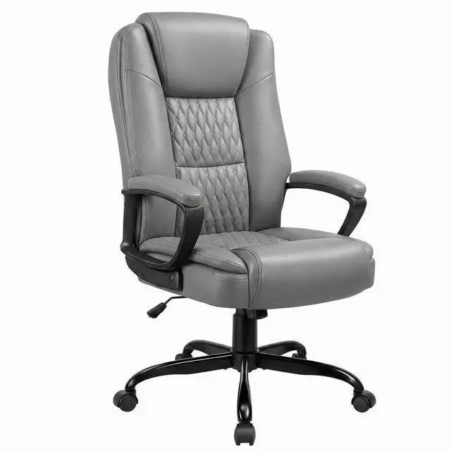 Main image of Home Office Executive Desk Chair, High Back PU Leather Chair, Height Adjustable Swivel Computer Chair with Padded Armrest, Grey