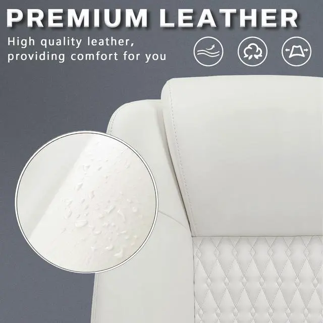 Alt view image 4 of 7 - Home Office Executive Desk Chair, High Back PU Leather Chair, Height Adjustable Swivel Computer Chair with Padded Armrest (White)