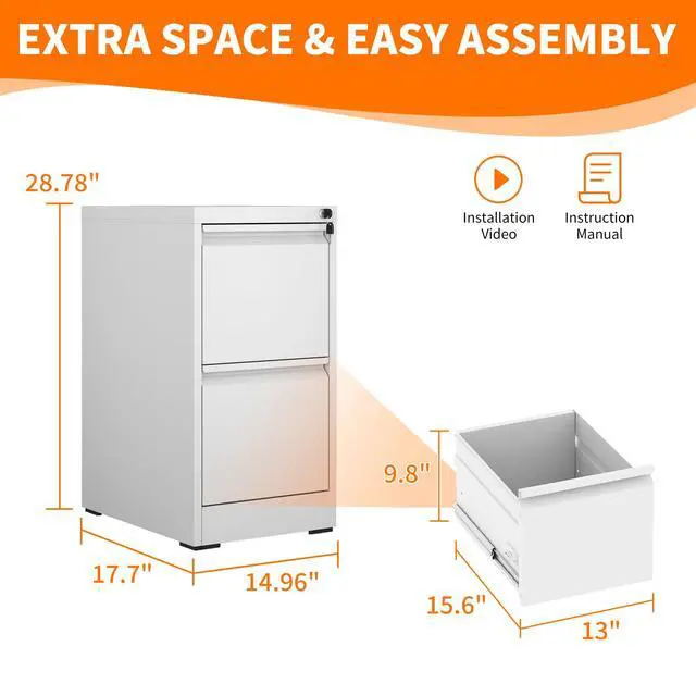 Alt view image 3 of 6 - Metal File Cabinet with Drawer Heavy Duty Locking File Cabinets | Home Office Steel Filing Cabinet Vertical File Cabinets for Legal/Letter Size File,Assembly Required