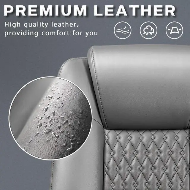 Alt view image 5 of 7 - Home Office Executive Desk Chair, High Back PU Leather Chair, Height Adjustable Swivel Computer Chair with Padded Armrest, Grey