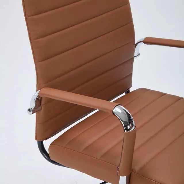 Alt view image 7 of 7 - Office Desk Chairs with Wheels, Executive Swivel Rolling Faux Leather Computer Chair with Comfortable Lumbar Support for Home Office(Mid Back, Brown)