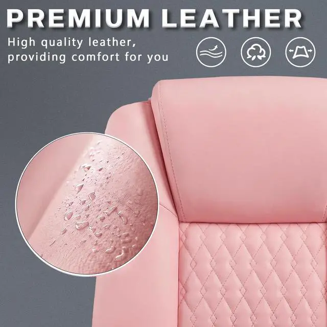 Alt view image 5 of 6 - Home Office Executive Desk Chair, High Back PU Leather Chair, Height Adjustable Swivel Computer Chair with Padded Armrest, Pink