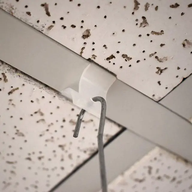 Main image of Drop Ceiling Grid Clip Snap On Sign Hangers with 3/16" Hole, Includes 12" H Metal Double C Hooks, 10 Pack