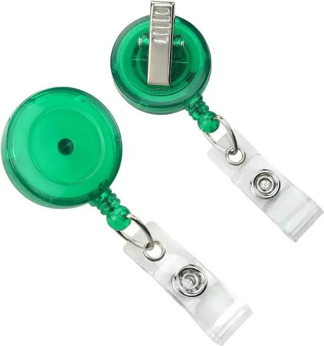 Main image of Bulk 25 Pack - Green Translucent Retractable ID Badge Reels with Alligator Swivel Clip - Bulk Badge Holder Blanks with Swivel Clips for Nurses, Teacher, and Office Employees by Specialist (Green)
