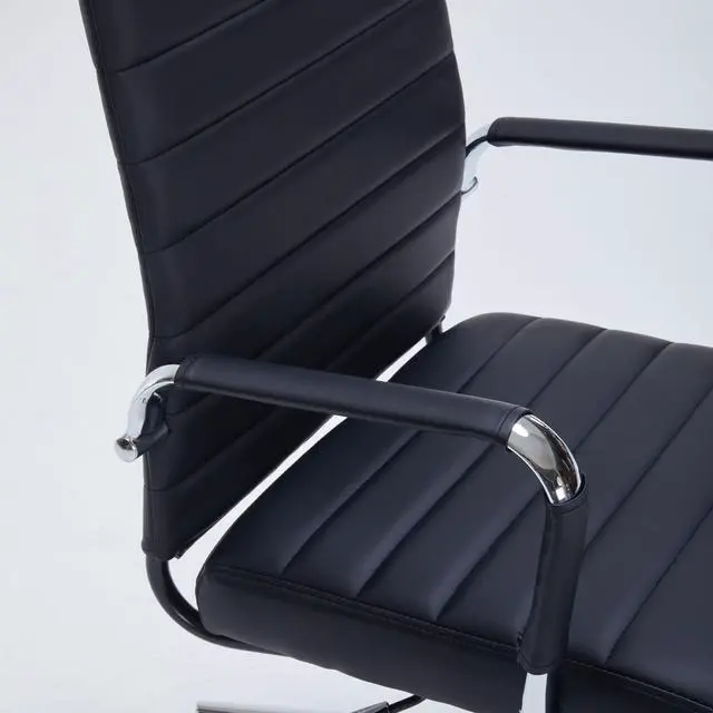 Alt view image 7 of 7 - Ergonomic Office Chair, Executive PU Leather Desk Chair with Adjustable Lumbar Support and Smooth-Rolling Wheels for Home Office Conference Room, Mid Back, Black