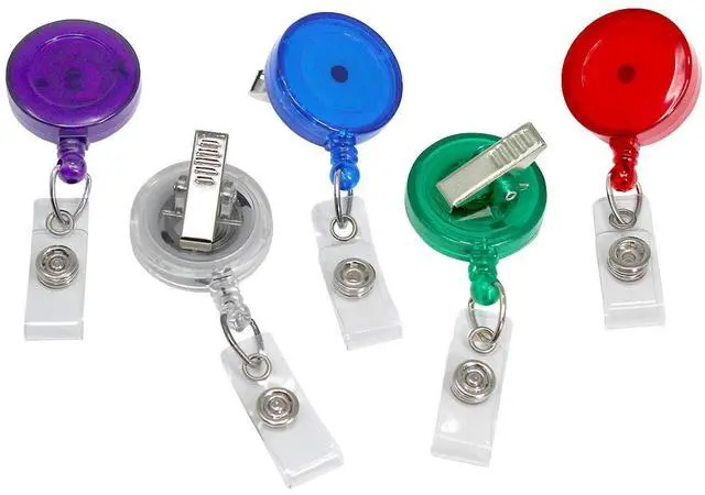 Main image of Bulk 25 Pack - Translucent Retractable ID Badge Reels with Alligator Swivel Clip - Badge Holder Blanks with Swivel Clips for Nurses, Teacher, and Office Employees by (Assorted Colors)