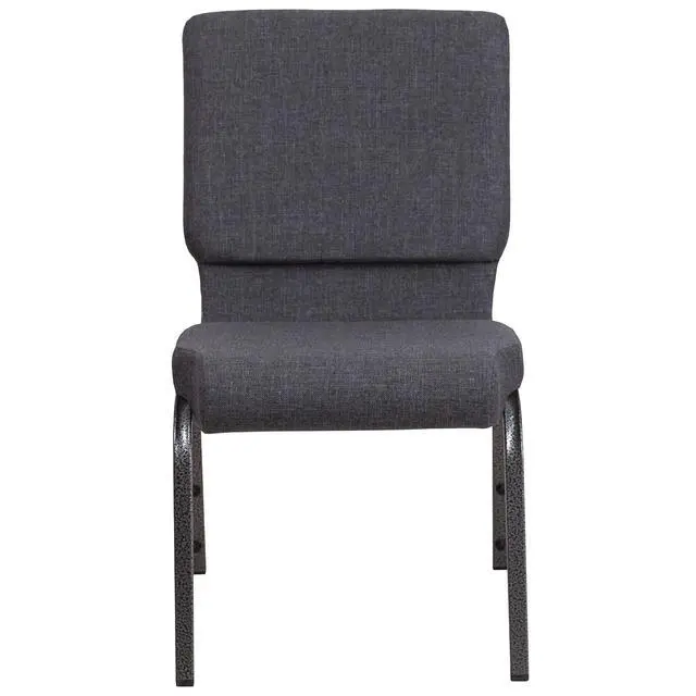 Alt view image 5 of 7 - Dark Gray 18.5" W Stacking Church Chair, 4-Pack | Stackable, Silver Vein Frame, Fabric Upholstery