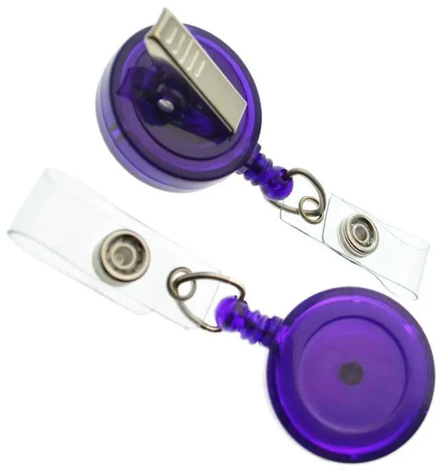 Main image of Bulk 25 Pack - Purple Translucent Retractable ID Badge Reels with Alligator Swivel Clip - Bulk Badge Holder Blanks with Swivel Clips for Nurses, Teacher, and Office Employees by Specialist (Purple)