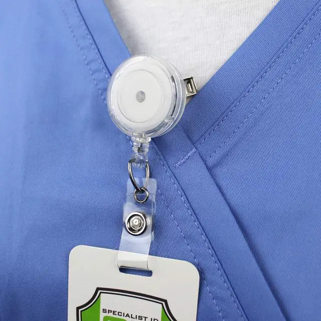 Alt view image 6 of 6 - Bulk 25 Pack - Purple Translucent Retractable ID Badge Reels with Alligator Swivel Clip - Bulk Badge Holder Blanks with Swivel Clips for Nurses, Teacher, and Office Employees by Specialist (Purple)