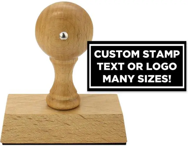 Main image of Personalized Business Custom Rectangular Wood Hand Logo ot Text Stamp - Choose from 15 Ink Colors
