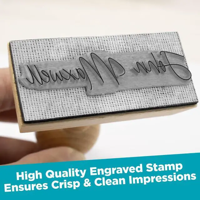 Alt view image 4 of 4 - Personalized Business Custom Rectangular Wood Hand Logo ot Text Stamp - Choose from 15 Ink Colors