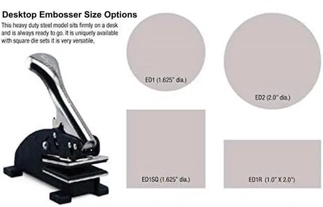 Alt view image 2 of 4 - Custom Logo Desk Embosser Seal - 1-5/8" (1.625") Round Personalized Paper Embosser