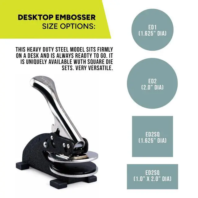 Alt view image 2 of 7 - Custom Logo Embosser Stamp Personalized 2" Round Desk Seal for Envelopes, Books, Return Address & Branding, Heavy Duty Steel Paper Embossing Press