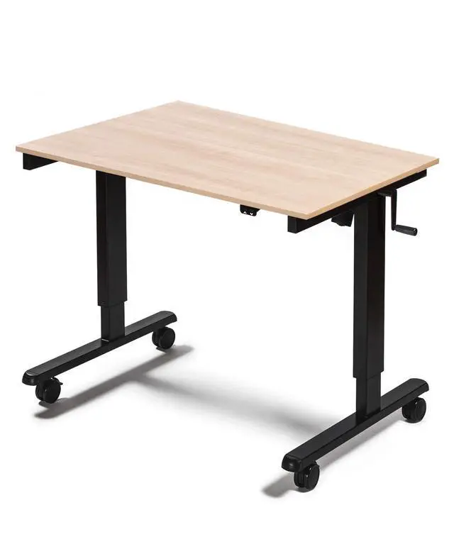 Alt view image 6 of 6 - Stand Up Desk Store Crank Adjustable Height Rolling Standing Desk (Black Frame/Natural Walnut Top, 48" Wide)