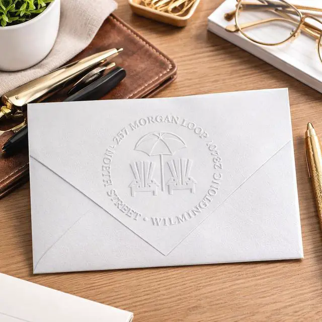 Alt view image 7 of 7 - Custom Logo Embosser Stamp Personalized 2" Round Desk Seal for Envelopes, Books, Return Address & Branding, Heavy Duty Steel Paper Embossing Press