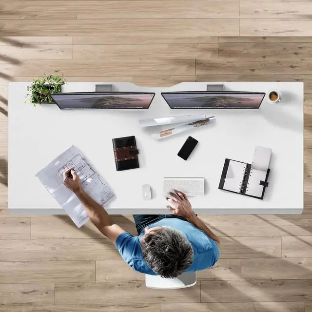 Alt view image 2 of 7 - Premium Tabletop for Sit Stand Desktops (72" Wide, 29.5" Deep, 1" Thick), Extra Wide Standing Desk Top with Beveled Front Edge and Cable Management Cut-Out - Wood Table Top Slab in White