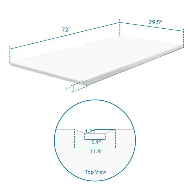 Alt view image 3 of 7 - Premium Tabletop for Sit Stand Desktops (72" Wide, 29.5" Deep, 1" Thick), Extra Wide Standing Desk Top with Beveled Front Edge and Cable Management Cut-Out - Wood Table Top Slab in White