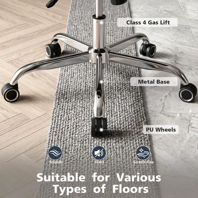 Alt view image 6 of 7 - 500LBS Big and Tall Comfy Office Chair with Foot Rest,Reclining Desk Chair | Heavy Duty Computer Chair with Wide Spring Cushion for Cross Legged,Class 4 Gas Lift,Metal Base