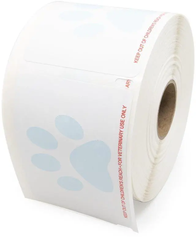 Main image of Veterinary Prescription Labels with Paw Print & Warning - 2-1/8" x 2-3/4" | Compatible with Dymo 450 LabelWriters and Earlier Models - Keep Out of Children's Reach - Warning, Caution