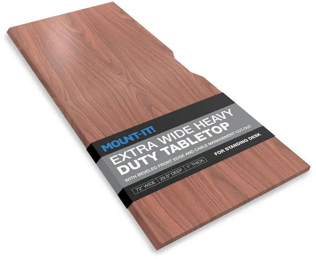 Main image of Premium Tabletop for Sit Stand Desktops (72" Wide, 29.5" Deep, 1" Thick), Extra Wide Standing Desk Top with Beveled Front Edge and Cable Management Cut-Out - Wood Table Top Slab in Hazelnut