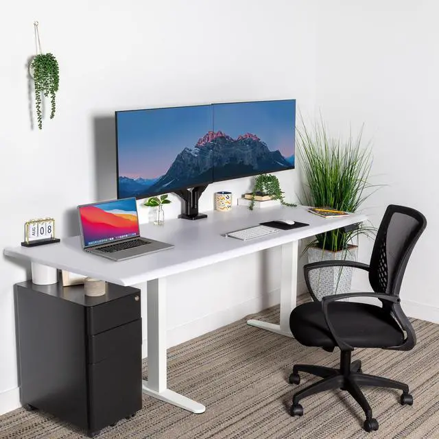 Alt view image 7 of 7 - Premium Tabletop for Sit Stand Desktops (72" Wide, 29.5" Deep, 1" Thick), Extra Wide Standing Desk Top with Beveled Front Edge and Cable Management Cut-Out - Wood Table Top Slab in White
