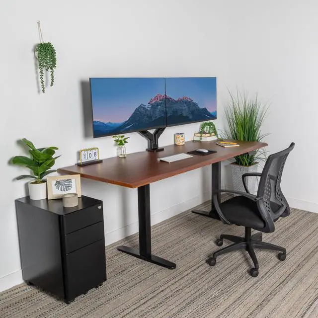 Alt view image 4 of 7 - Premium Tabletop for Sit Stand Desktops (72" Wide, 29.5" Deep, 1" Thick), Extra Wide Standing Desk Top with Beveled Front Edge and Cable Management Cut-Out - Wood Table Top Slab in Hazelnut