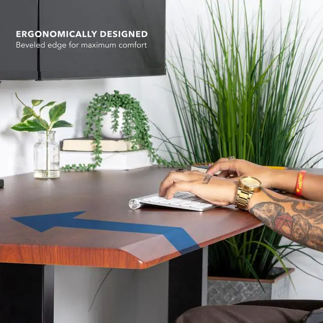 Alt view image 5 of 7 - Premium Tabletop for Sit Stand Desktops (72" Wide, 29.5" Deep, 1" Thick), Extra Wide Standing Desk Top with Beveled Front Edge and Cable Management Cut-Out - Wood Table Top Slab in Hazelnut