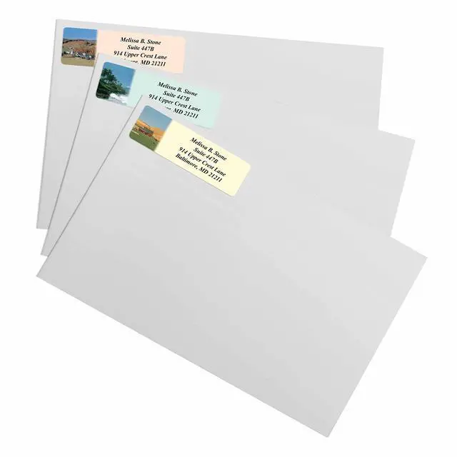 Alt view image 3 of 4 - Scenic America Assorted Designer Rolled Address Labels with Elegant Plastic Dispenser